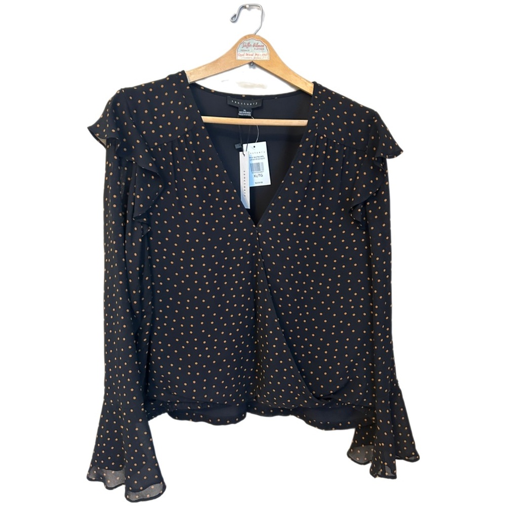 Sanctuary Polka Dot Blouse NWT,  Business Casual, Size L